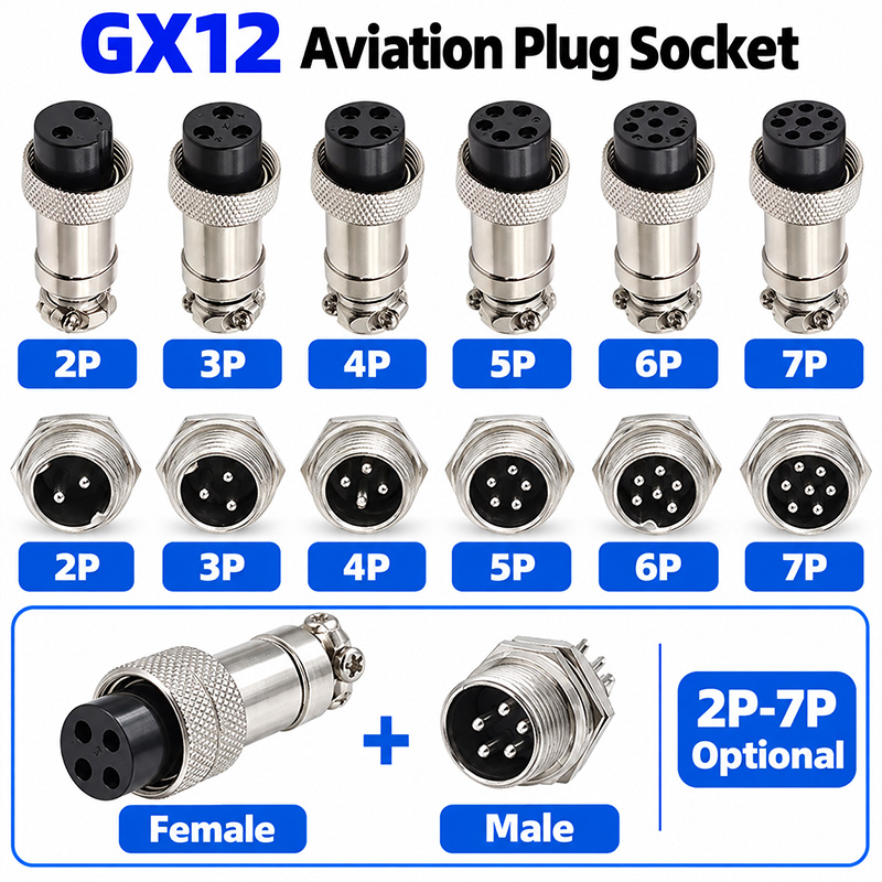 Aviator Connector Kit - 10 Stück GX12 12mm Rundsteckverbinder für