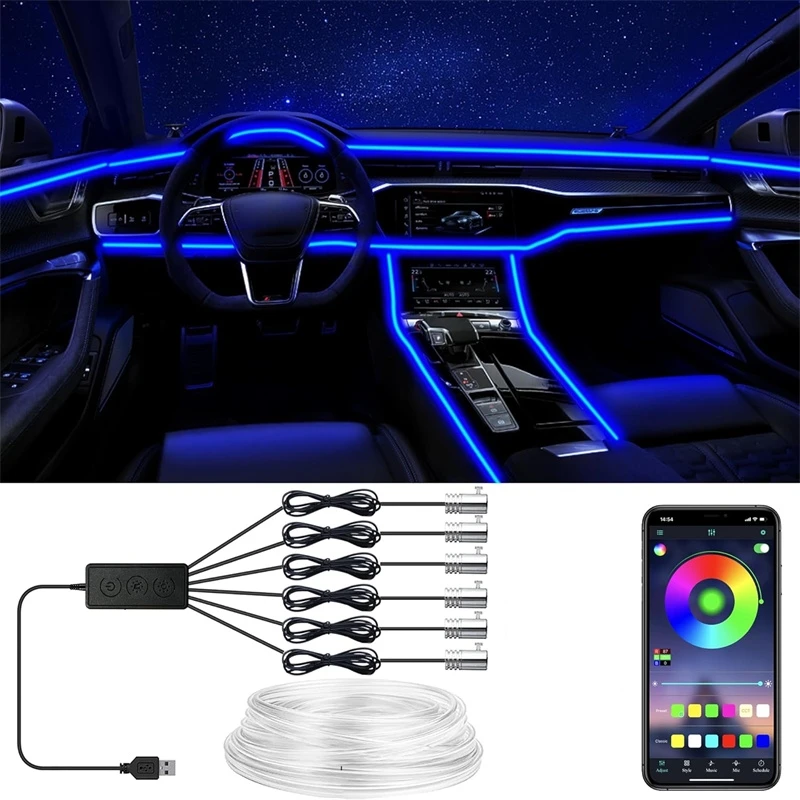 Rgb Underglow Strip - Flexible EL-Drahtleuchten mit App-Steuerung, Umgebungsatmosphäre, Streifenlicht,