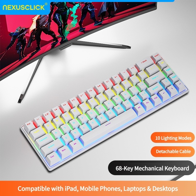 Gaming Keyboard Type C - NexusClick K68 Red Switch, kompakte mechanische