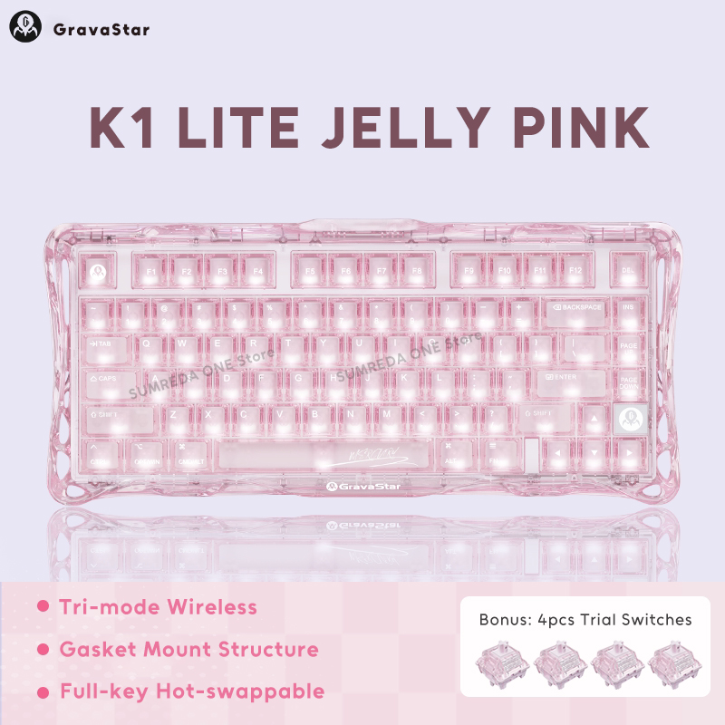 Keyboard Gaming Transparent - K1 LITE JELLY PINK Mechanische Tastatur