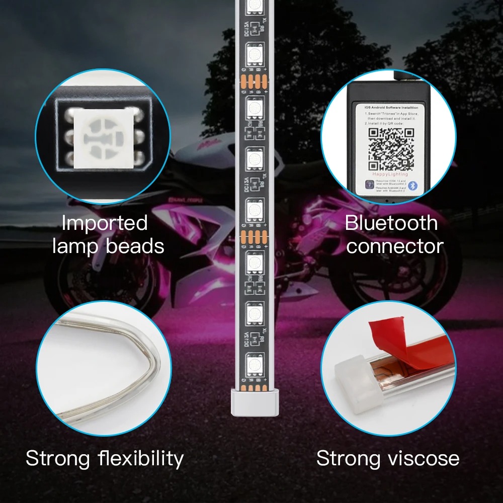 Motorrad LED dekoratives Licht – Rgb Underglow Strip Bewertung und Preis