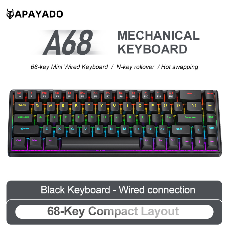 APAYADO A68 Kabelgebundene mec – Gaming Keyboard Blue Switches Bewertung und Preis